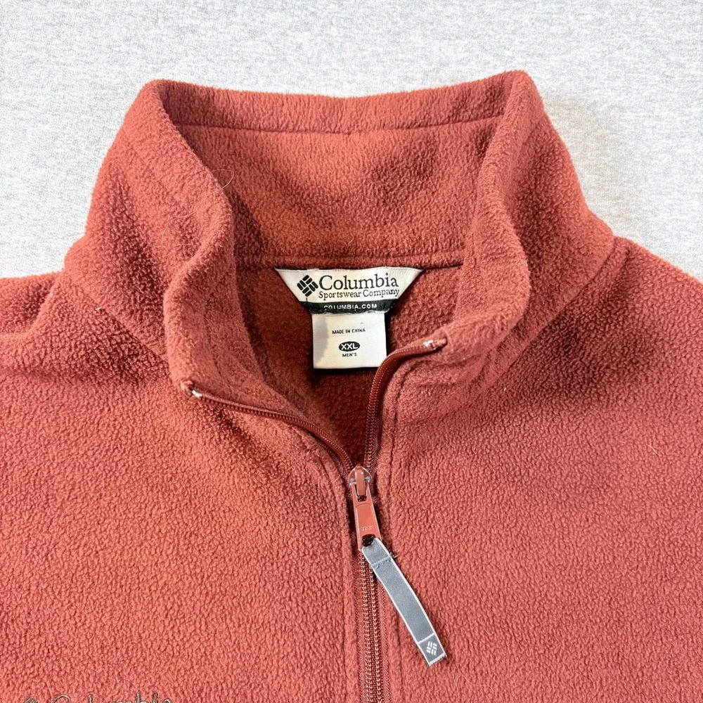 Columbia Fleece Vest Mens XXL Rust Orange Full Zip Sleeveless Jacket Gorpcore